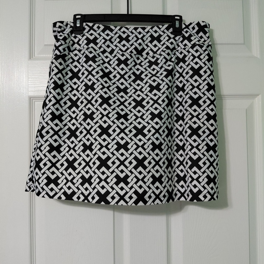 B-Skinz Womens XL Black White Geometric Greek Key Athletic Golf Tennis Skort